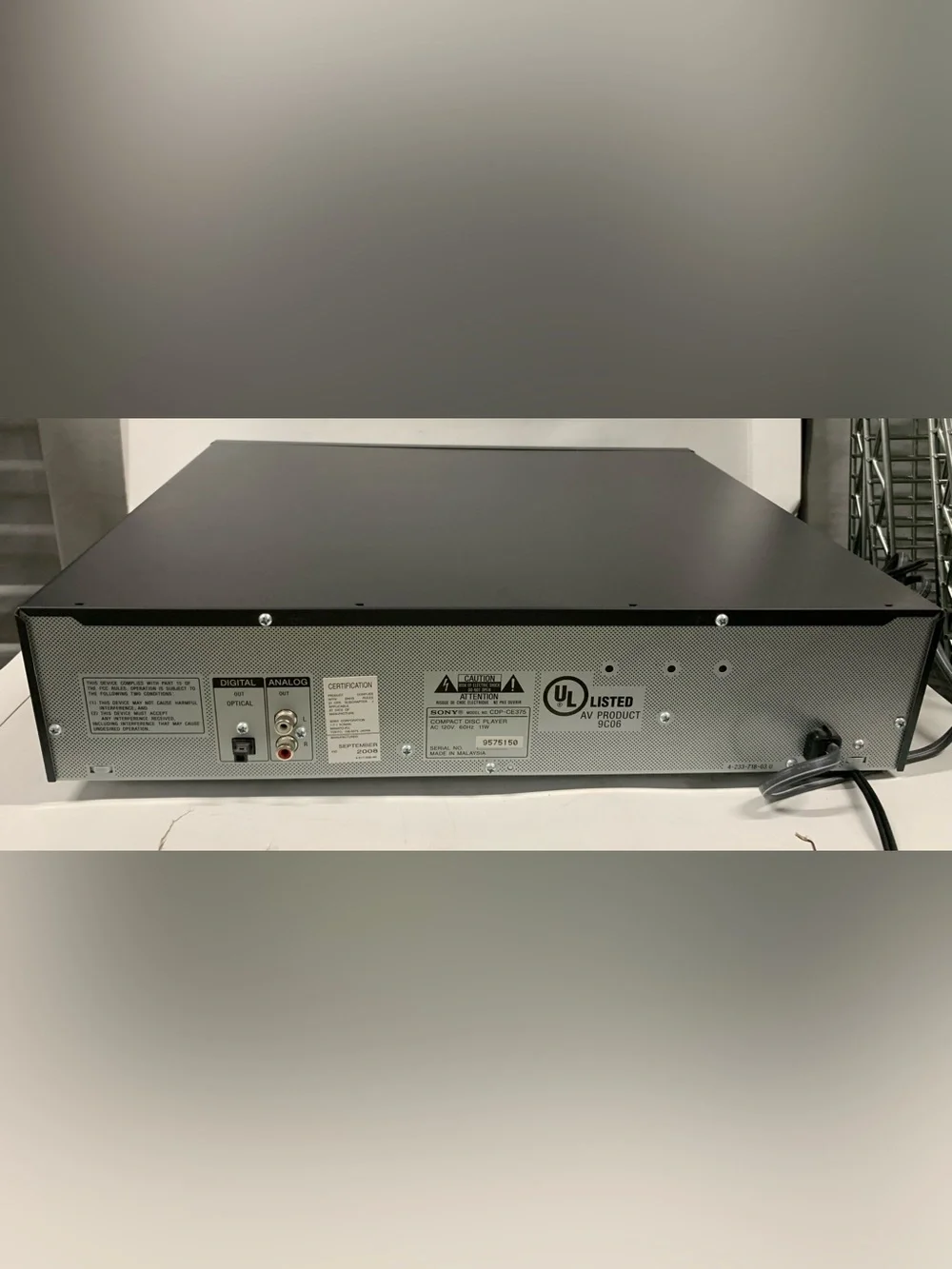 Sony CDP-CE375 5-Disc CD Changer Player Black TOSLINK RCA Headphone